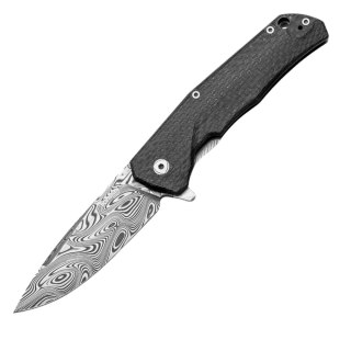 Nóż składany LionSteel T.R.E. Titanium/Carbon Fiber, Thor Damasteel Damascus by Molletta (TRE DT FC) LionSteel