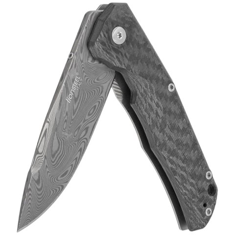 Nóż składany LionSteel T.R.E. Titanium/Carbon Fiber, Thor Damasteel Damascus by Molletta (TRE DT FC) LionSteel