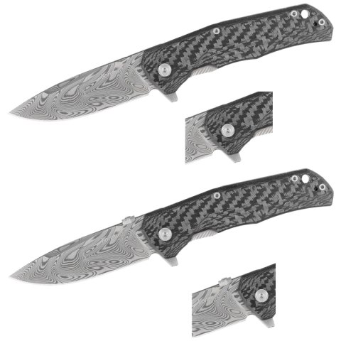 Nóż składany LionSteel T.R.E. Titanium/Carbon Fiber, Thor Damasteel Damascus by Molletta (TRE DT FC) LionSteel