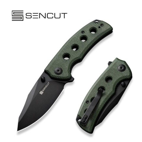 Nóż składany Sencut Excalis Green Canvas Micarta, Black 9Cr18MoV (S23068-3) Sencut by We Knife