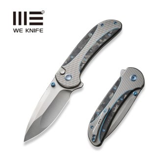 Nóż składany WE Knife Zizzit Grey Titanium/Marble Carbon Fiber, Polished Bead Blasted CPM 20CV (WE23031-3) WE Knife