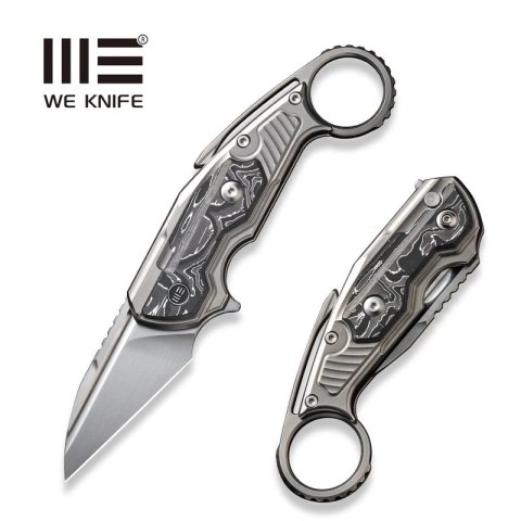Nóż składany WeKnife Yardbird Gray Titanium/Aluminium Foil Carbon Fiber, Hand Rubbed Satin CPM 20CV by Maciej Torbé (WE22021-3) WE Knife