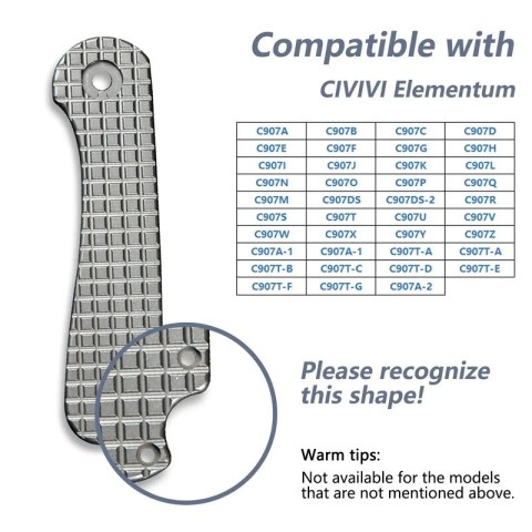 Okładziny na rękojeść noża Civivi Elementum Frag Titanium, Gray Stonewashed (C18062AD-2) Civivi by WE Knife