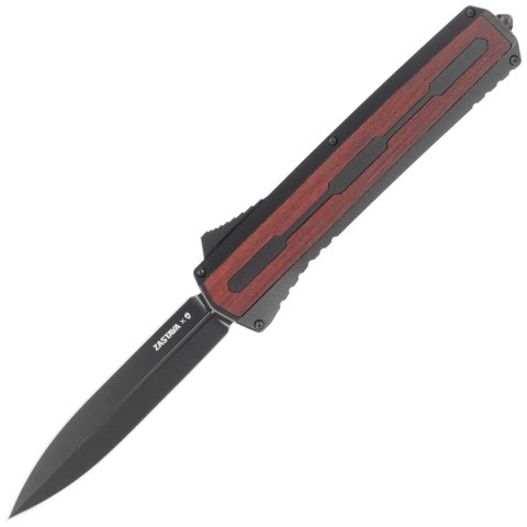 Nóż automatyczny OTF Tekto A7 Zastava D/E Black Aluminium/Red Wood, Black CPM S35VN Tekto Knives