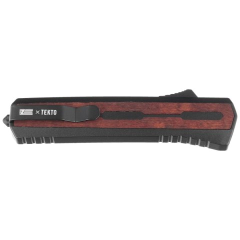 Nóż automatyczny OTF Tekto A7 Zastava D/E Black Aluminium/Red Wood, Black CPM S35VN Tekto Knives