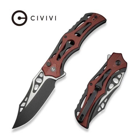 Nóż składany Civivi Biophase Black Aluminium/Burgundy G10, Black Stonewashed/Satin Nitro-V (C23083C-1) Civivi by WE Knife