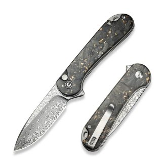 Nóż składany Civivi Button Lock Elementum II Shredded Carbon Fiber/Golden Shred, Damascus (C18062P-10) Civivi by WE Knife
