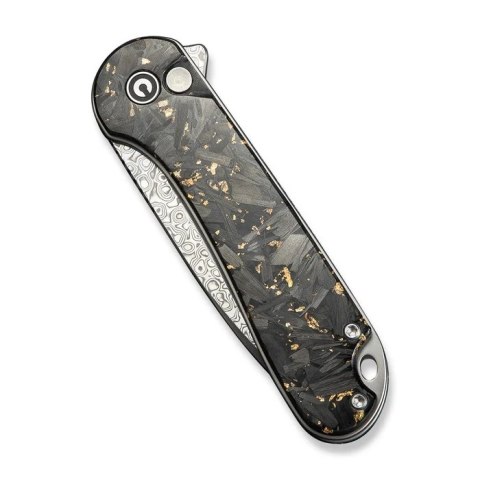 Nóż składany Civivi Button Lock Elementum II Shredded Carbon Fiber/Golden Shred, Damascus (C18062P-10) Civivi by WE Knife