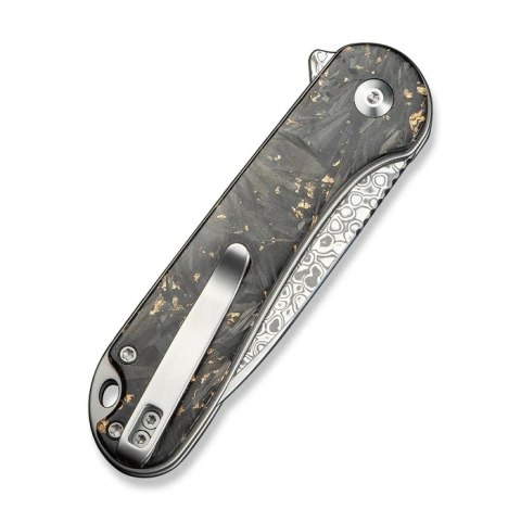 Nóż składany Civivi Button Lock Elementum II Shredded Carbon Fiber/Golden Shred, Damascus (C18062P-10) Civivi by WE Knife
