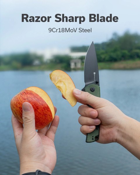Nóż składany Sencut Praktisk Green Canvas Micarta, Black 9Cr18MoV (S24019-3) Sencut by We Knife