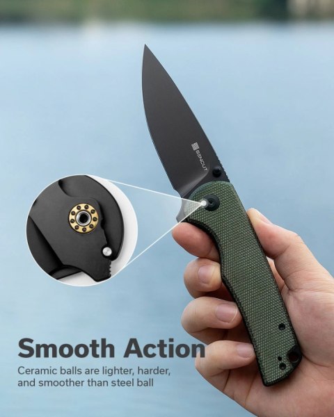 Nóż składany Sencut Praktisk Green Canvas Micarta, Black 9Cr18MoV (S24019-3) Sencut by We Knife