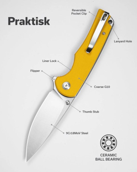 Nóż składany Sencut Praktisk Yellow G10, Satin 9Cr18MoV (S24019-2) Sencut by We Knife