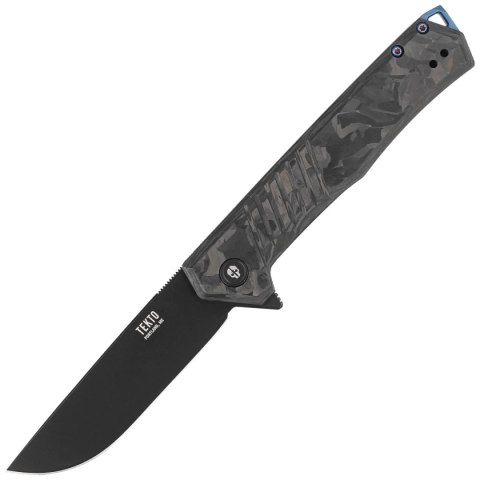 Nóż składany Tekto F1 Alpha Black Forged Carbon Fiber, Blue HW, Black D2 Tekto Knives