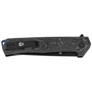 Nóż składany Tekto F1 Alpha Black Forged Carbon Fiber, Blue HW, Black D2 Tekto Knives