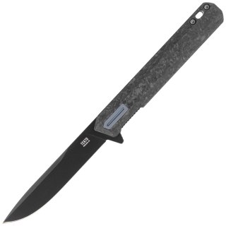 Nóż składany Tekto F2 Bravo Black Forged Carbon Fiber, Blue HW/Clip, Titanium-Coated D2 Tekto Knives