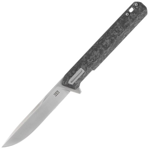 Nóż składany Tekto F2 Bravo Black Forged Carbon Fiber, Silver HW/Clip, Satin D2 Tekto Knives