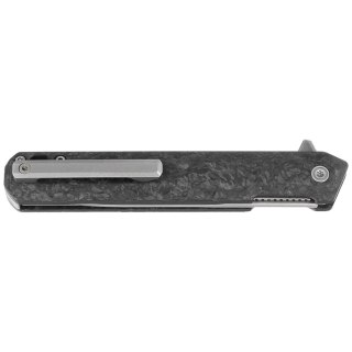 Nóż składany Tekto F2 Bravo Black Forged Carbon Fiber, Silver HW/Clip, Satin D2 Tekto Knives