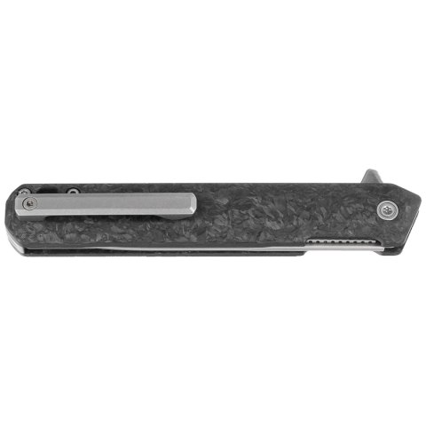 Nóż składany Tekto F2 Bravo Black Forged Carbon Fiber, Silver HW/Clip, Satin D2 Tekto Knives