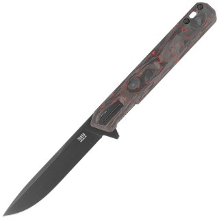 Nóż składany Tekto F2 Bravo Black/Red Forged Ember Carbon, Black HW/Clip, Black D2 Tekto Knives
