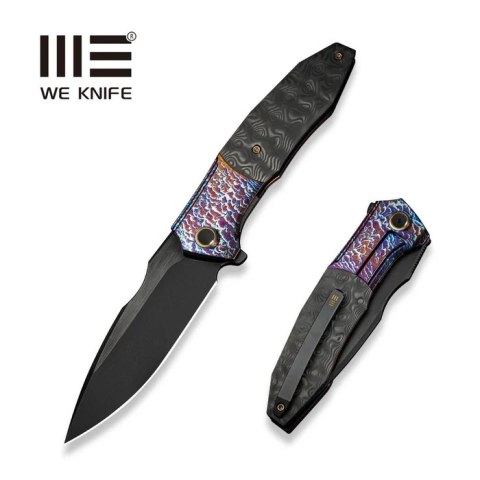 Nóż składany WE Knife Archeozoic Flamed Titanium/Rose Carbon Fiber, Black Stonewashed/Brushed M390 (WE23091-3) WE Knife