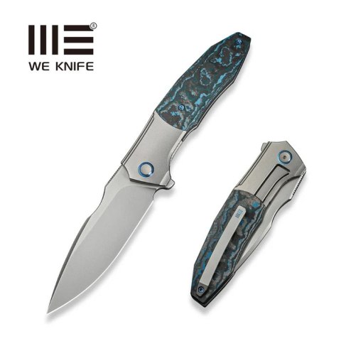 Nóż składany WE Knife Archeozoic Gray Titanium/Arctic Storm Fat Carbon, Polished Bead Blasted M390 (WE23091-4) WE Knife