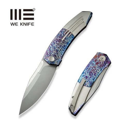 Nóż składany WE Knife Sine Wave Flamed/Satin Titanium, Polished Bead Blasted M390 (WE23069B-4) WE Knife