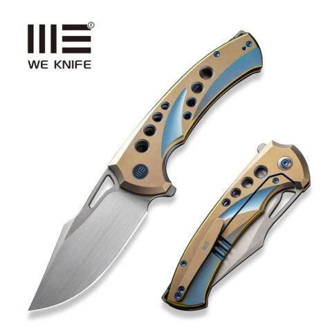Nóż składany WeKnife Swiftfin Golden/Blue Titanium, Hand Rubbed Satin CPM 20CV (WE23051-4) WE Knife