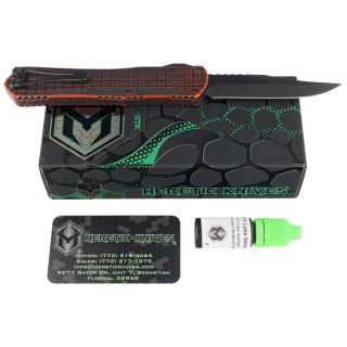 Nóż automatyczny OTF Heretic Manticore X Bowie Breakthrough Orange Grenade Aluminium, Black DLC MagnaCut by Tony Marfione Jr. (H Heretic Knives
