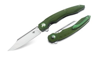 Nóż składany Bestech Fanga Green G10, Satin D2 by Kombou (BG18B) Bestech Knives