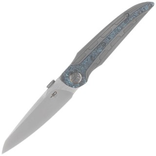 Nóż składany Bestech Prydwen Dark Grey Titanium/Blue Marbled Carbon Fiber, Bead Blasted/Satin MagnaCut by Kombou (BT2409C) Bestech Knives