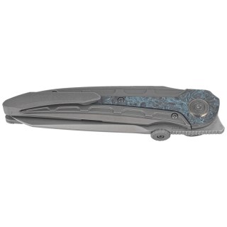 Nóż składany Bestech Prydwen Dark Grey Titanium/Blue Marbled Carbon Fiber, Bead Blasted/Satin MagnaCut by Kombou (BT2409C) Bestech Knives