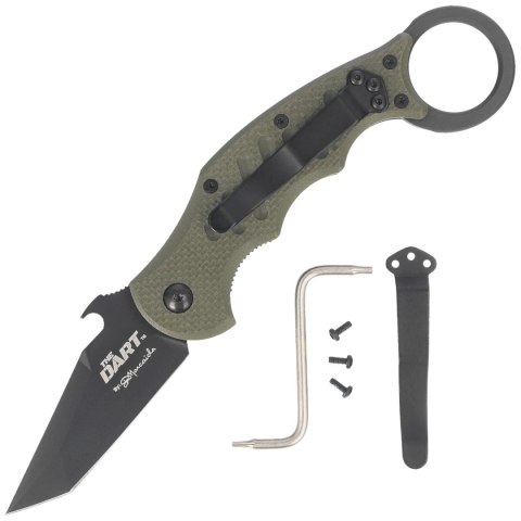 Nóż składany Fox The Dart Karambit OD Green G10, Black Idroglider N690 by Doug Marcaida (FX-597 OD) FOX