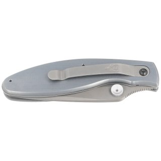 Nóż składany Muela KMC-7R Gray Aluminium/Red Pakka Wood, Satin 440C Muela