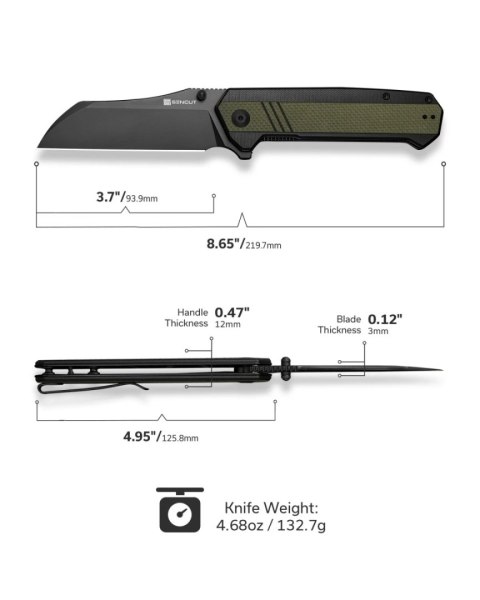 Nóż składany Sencut Draxor Green/Black G10, Black 9Cr18MoV (S24035-2) Sencut by We Knife