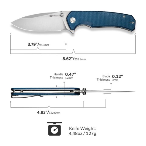 Nóż składany Sencut Skarnax Blue Canvas Micarta, Satin 9Cr18MoV (S24025-3) Sencut by We Knife