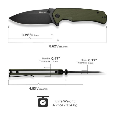Nóż składany Sencut Skarnax OD Green G10, Black 9Cr18MoV (S24025-2) Sencut by We Knife