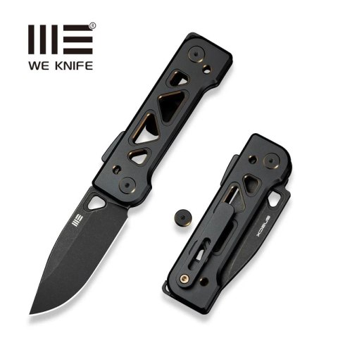 Nóż składany WE Knife Tyro Black/Golden Titanium, Black Stonewashed CPM 20CV by Snecx Tan (WE24001-1) WE Knife