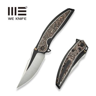 Nóż składany We Knife Quinseris Black Titanium/Copper Foil Carbon, Hand Polished Satin/Black Stonewashed M390 (WE23093-1) WE Knife