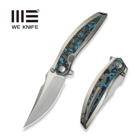 Nóż składany We Knife Quinseris Gray Titanium/Arctic Storm Fat Carbon, Hand Rubbed Satin M390 (WE23093-4) WE Knife
