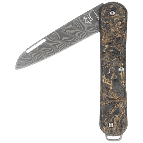 Scyzoryk Fox Vulpis 130 LE No 147/250 Dark Matter Fat Carbon, Super Clean Damascus by Balbach Damast (FX-VPDAM130 DMGO) FOX