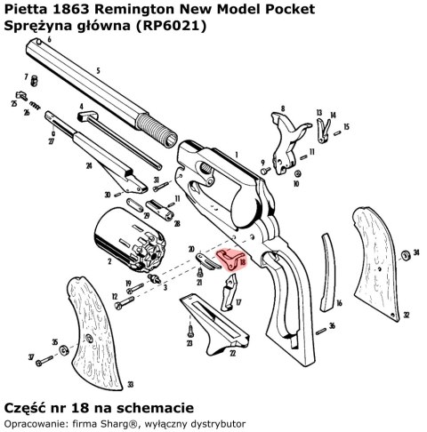 Blokada bębna Pietta 1863 Remington Pocket (RP6021) Pietta Firearms