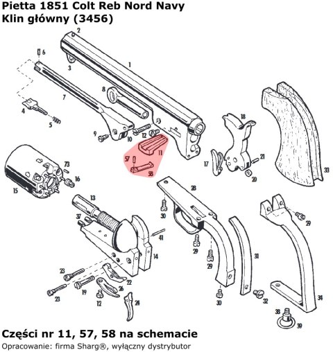 Klin główny rewolwer Pietta 1851 Colt REB Nord Navy, 1860 Colt Army, 1861 Colt Navy (3456) Pietta Firearms