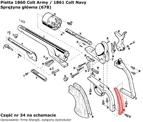 Sprężyna główna rewolwer Pietta 1851 Colt Reb Nord Navy, 1860 Colt Army, 1861 Colt Navy (678) Pietta Firearms