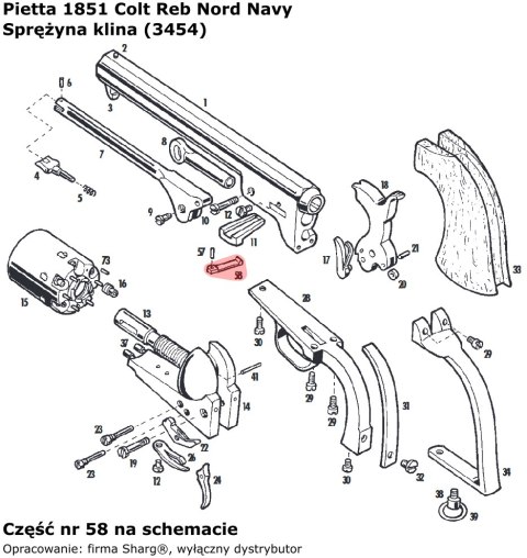 Sprężyna klina Pietta 1851 Colt Navy (3454) Pietta Firearms