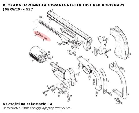 Zatrzask dźwigni ładowania Pietta 1851 Colt REB Nord Navy (527) Pietta Firearms