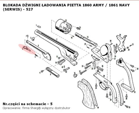 Zatrzask dźwigni ładowania Pietta 1851 Colt REB Nord Navy (527) Pietta Firearms