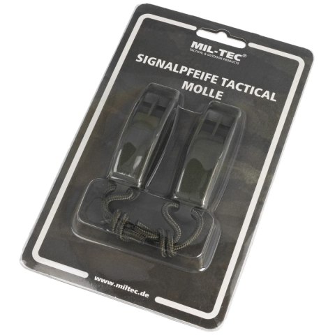 Gwizdek alarmowy Mil-Tec Signaling Whistle Tactical MOLLE Olive 2 szt. (16328601) Mil-Tec