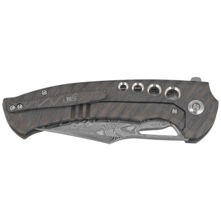 Nóż składany WeKnife Swiftfin Tiger Stripe Titanium, Damasteel Thor (WE23051-DS1) WE Knife
