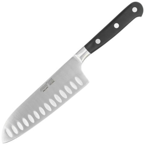 Nóż kuchenny MAM Santoku Granton Edge Black Polimer, Polished X30Cr13 (66903) MAM