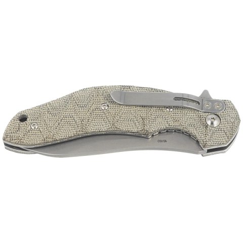 Nóż składany Fox Flipper OD Green Canvas Micarta, Acid Stonewashed N690Co by Jens Ansø (FX-302 MOD) FOX